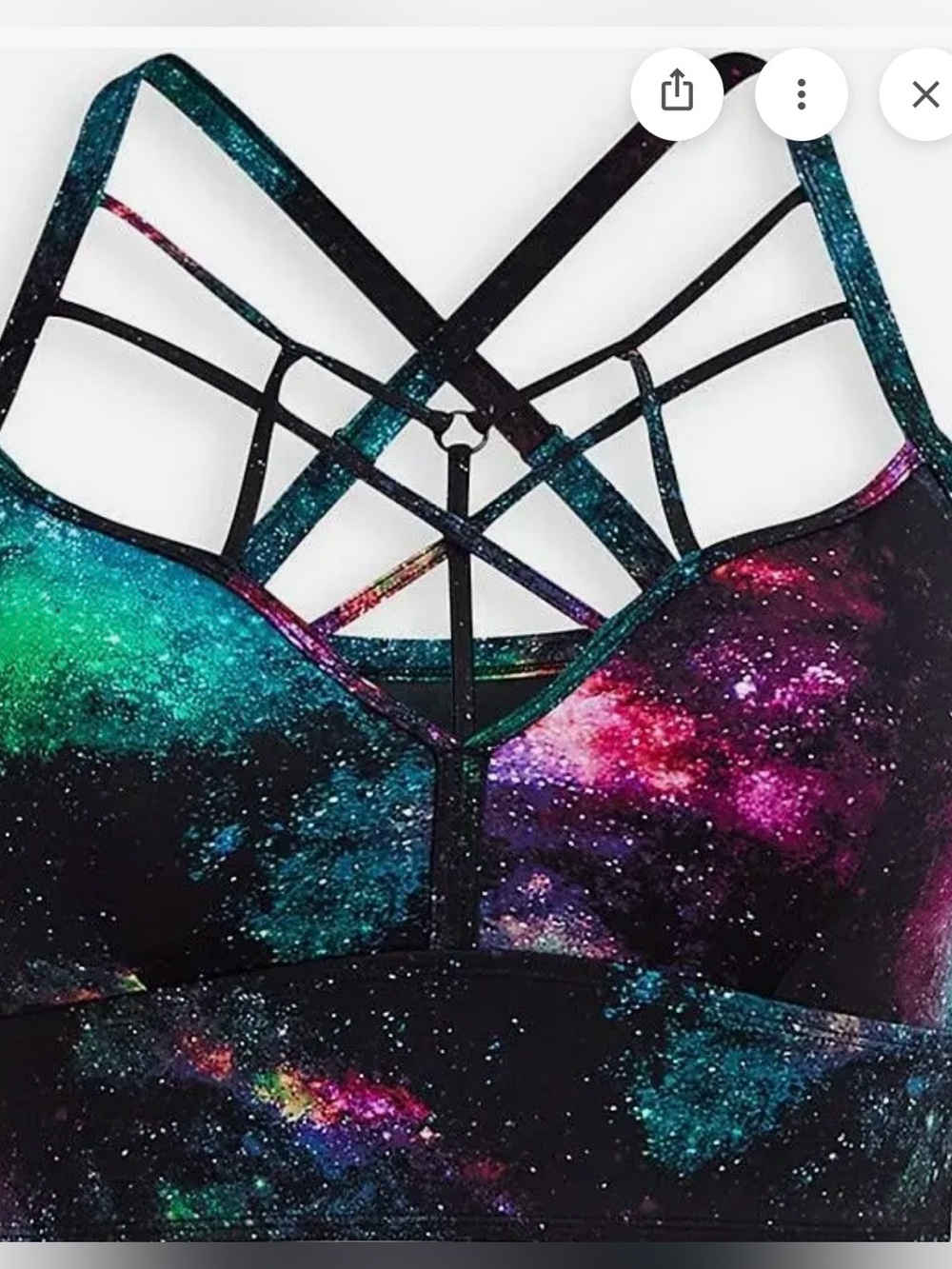 Torrid 2x Galaxy Strappy Longline Bikini Top - Black with Green & Purple